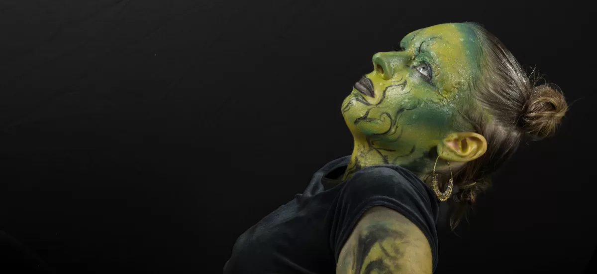 The incredibe makeup artist Rachel Francis wearing her own creation