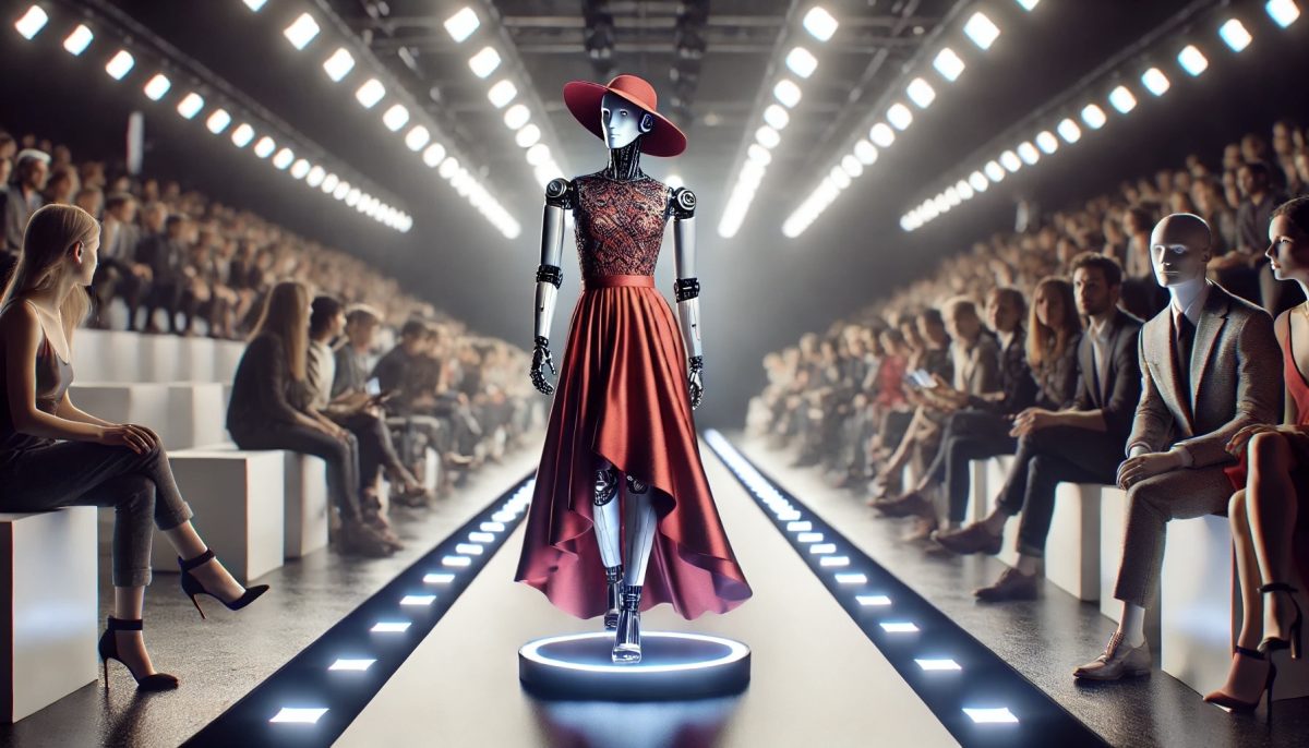 AI generated image of a fashion show featuring robots. Is this the future of fashion modelling?